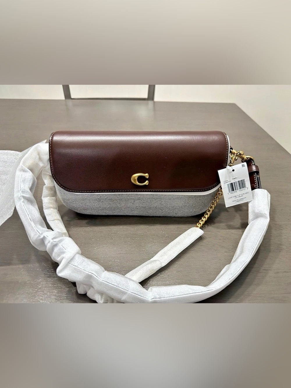 NWT Coach Brook flap chain bag in maple